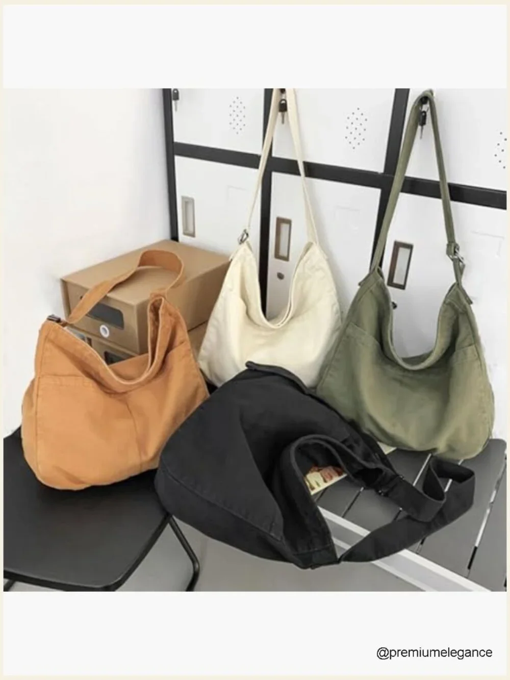 Large Canvas Crossbody Hobo Bag with Pockets for Women